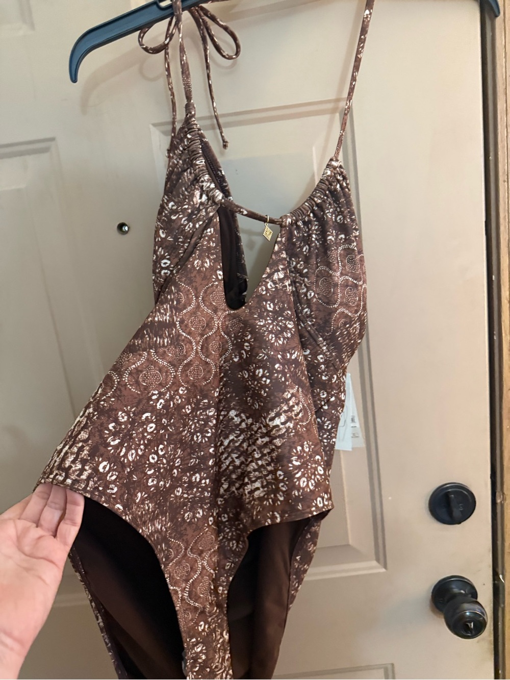 No Boundaries Brown Printed One-Piece Swimsuit
